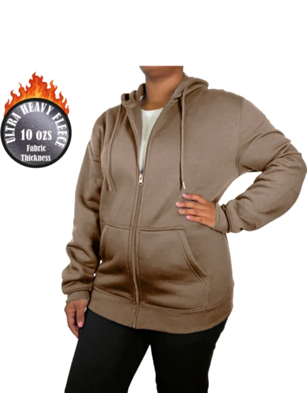 Loose Fit Super Heavyweight Fleece Lined Full-zip Hoodie