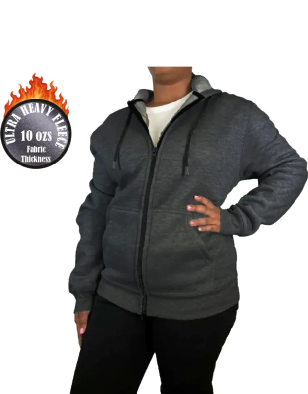Loose Fit Super Heavyweight Fleece Lined Full-zip Hoodie