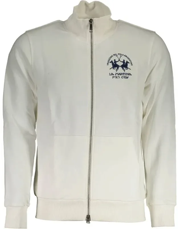 La Martina Cotton Sweatshirt With Zipper Detail And Embroidery
