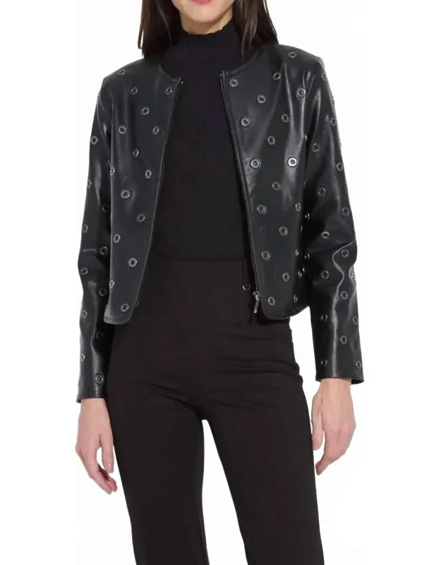 Vegan Leather Grommet Jacket
