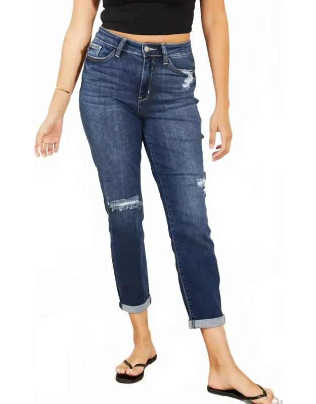 High Waist Distressed Boyfriend Jeans