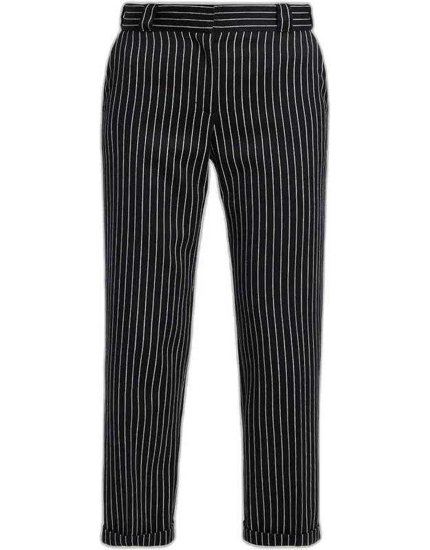 Pinstripe Straight-leg Ankle Trousers