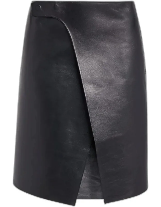 Nappa Leather Wrap Skirt