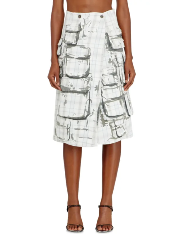 Denim Midi Skirt With Peel-off Effect
