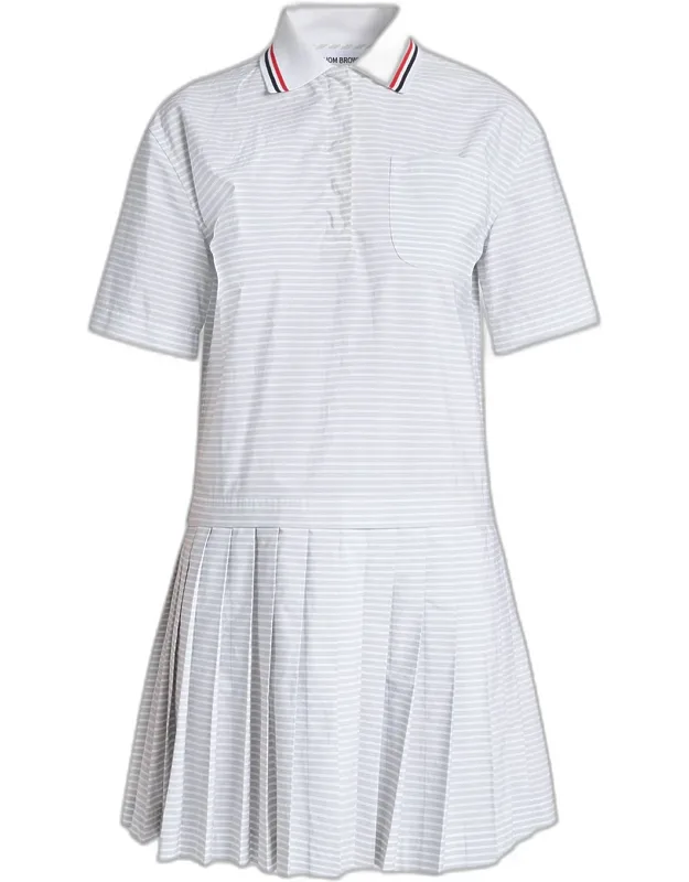 Striped Poplin Mini Polo Shirtdress