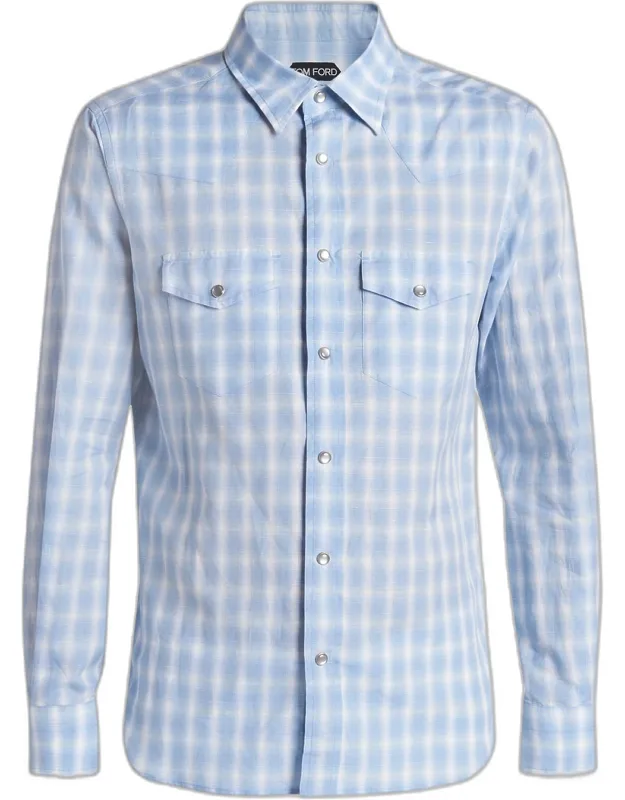 Cotton And Linen Degrade Check Western Shirt