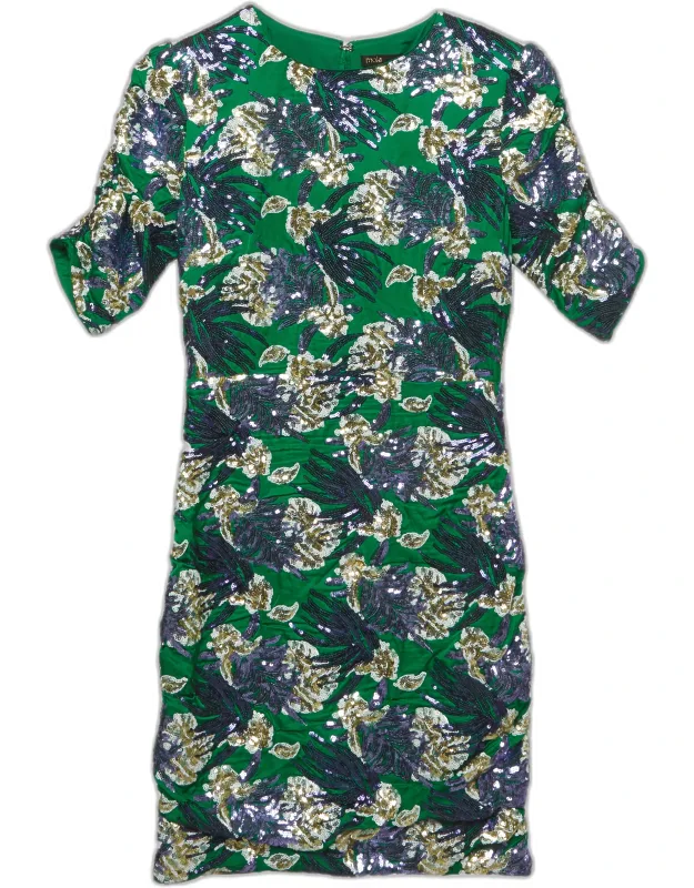Sequinned Satin Mini Dress