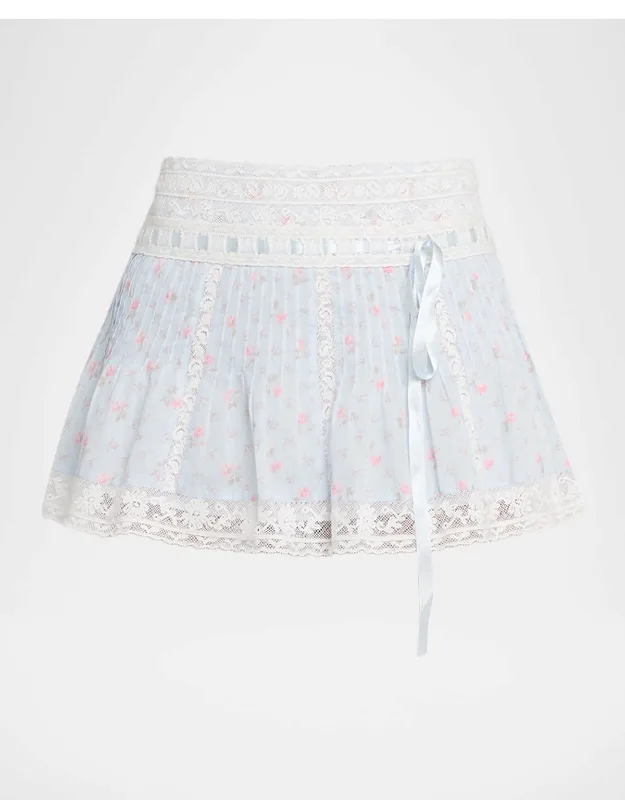 Lace-trim Floral Mini Skirt