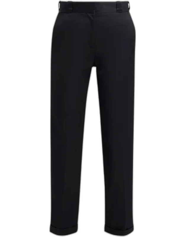 Cotton Viscose Slim-leg Ankle Trousers
