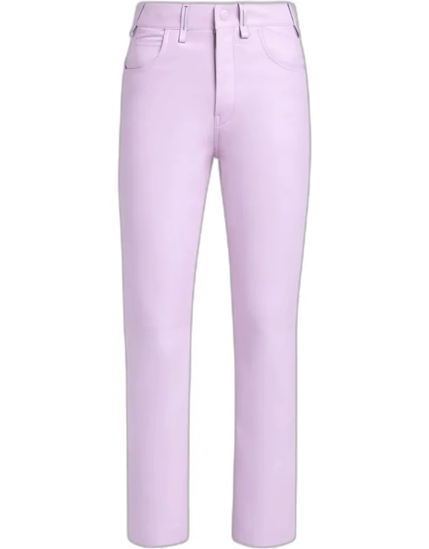 Nappa Leather Slim-leg Ankle Pants