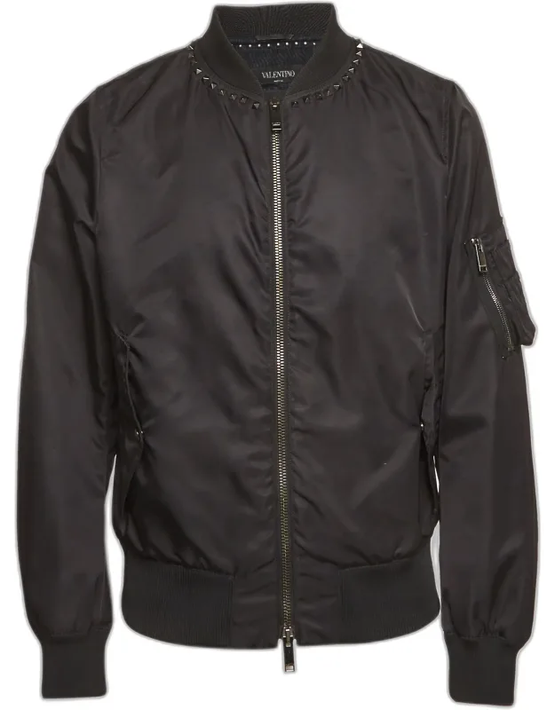 Nylon Stud Detailed Bomber Jacket