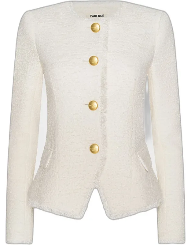 Nerina Collarless Tweed Blazer