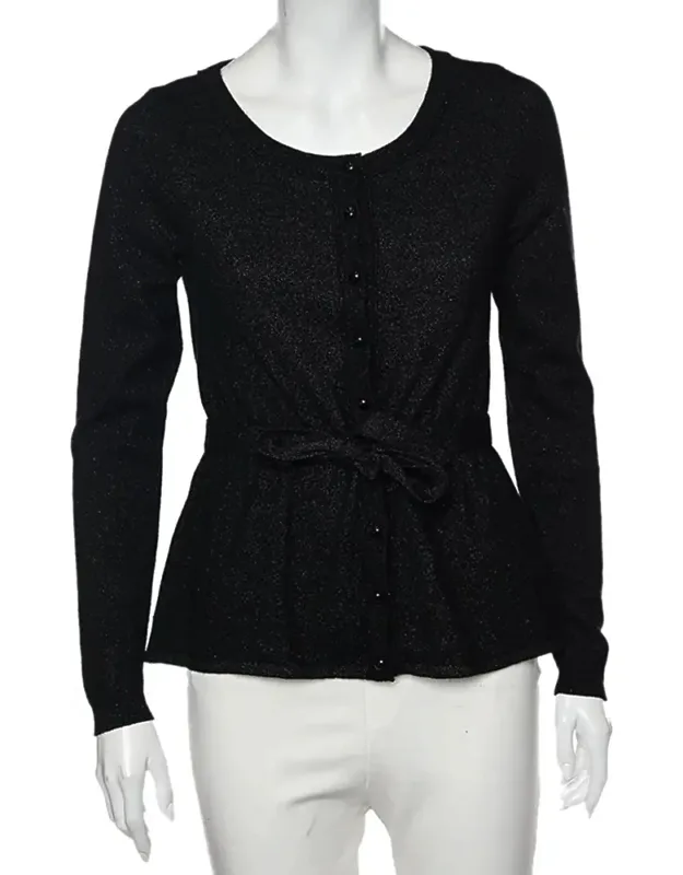 Lurex Knit Button Front Cardigan