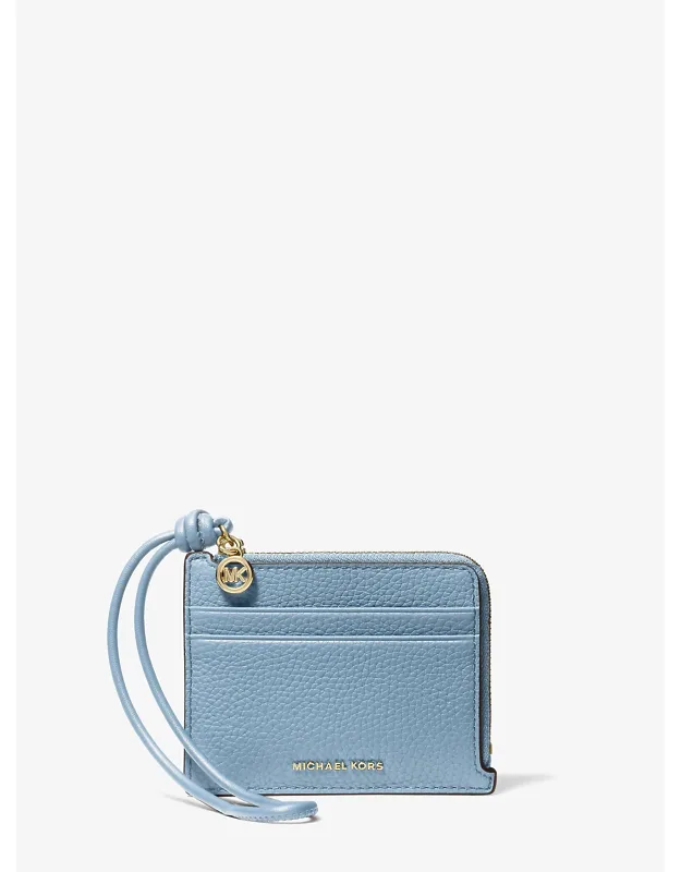 Pebbled Leather Card Case Wristlet