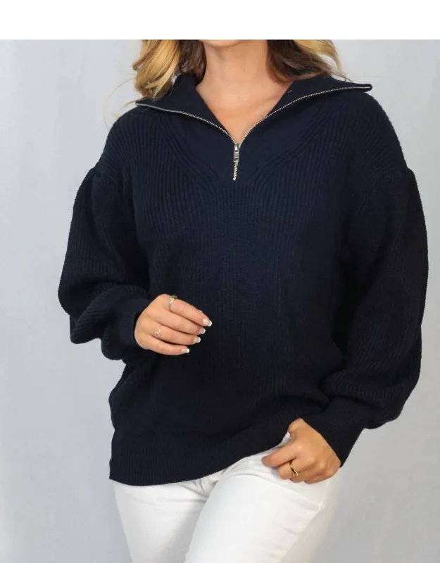 Knit Sweater With 3/4 Zip