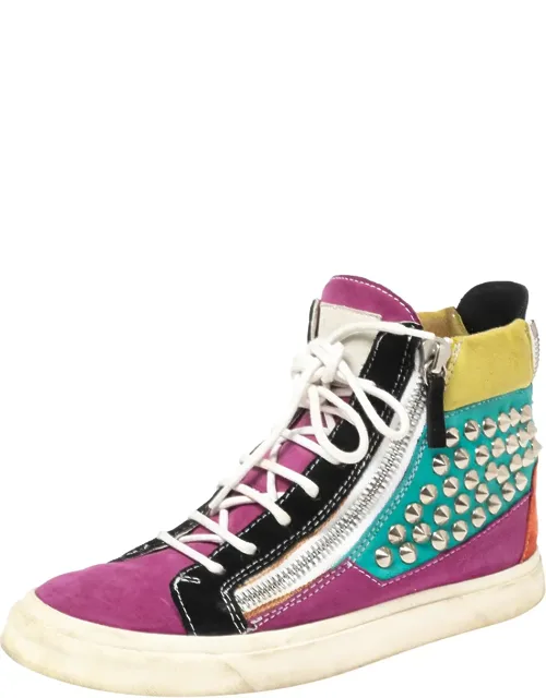 Multicolor Suede Spike High-top Sneakers