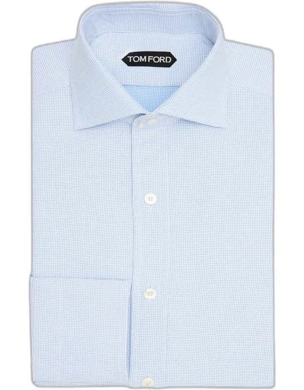Cotton Woven Micro-check Dress Shirt