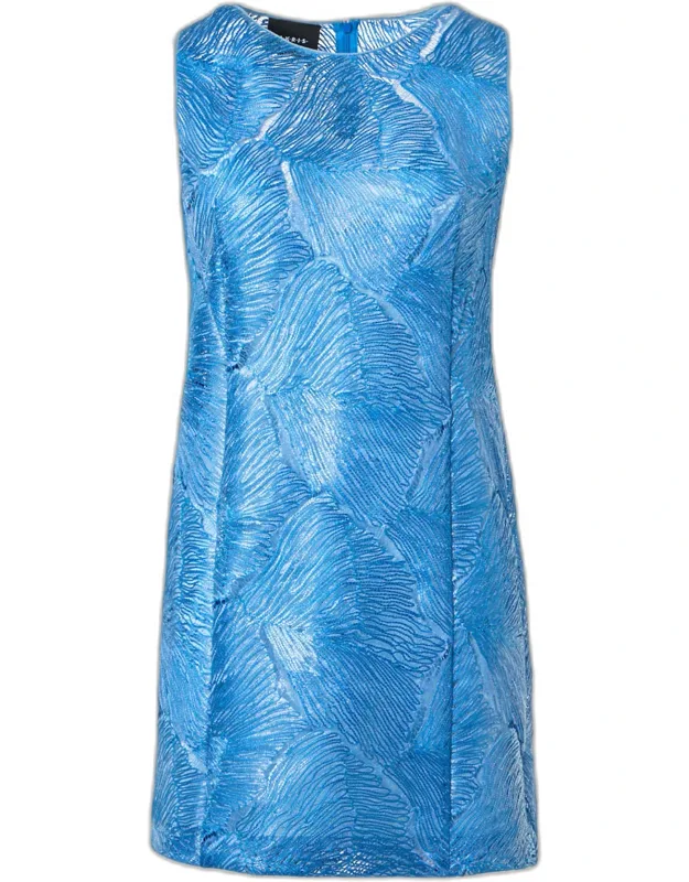 Lacquered Sea Faille Sleeveless Shift Mini Dress