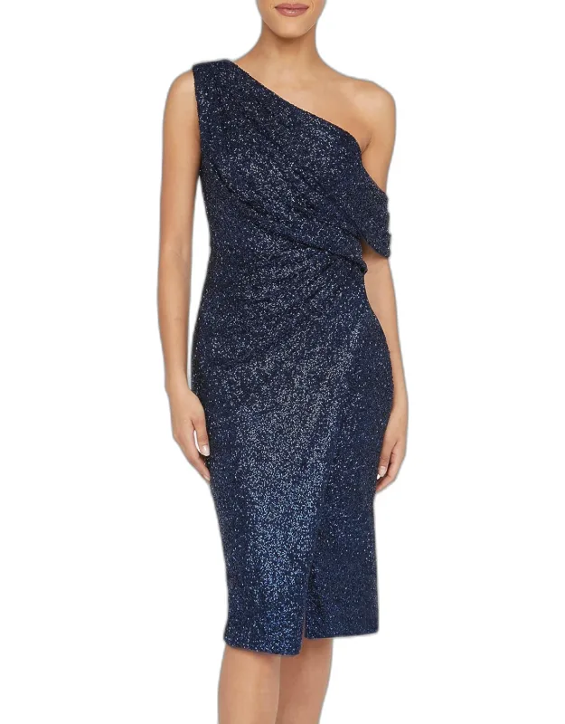 Briella One-shoulder Faux Wrap Midi Dress