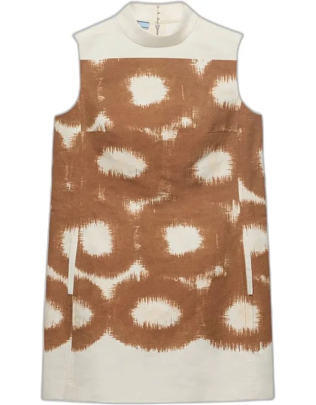 Circle-print Canvas Mini Dress