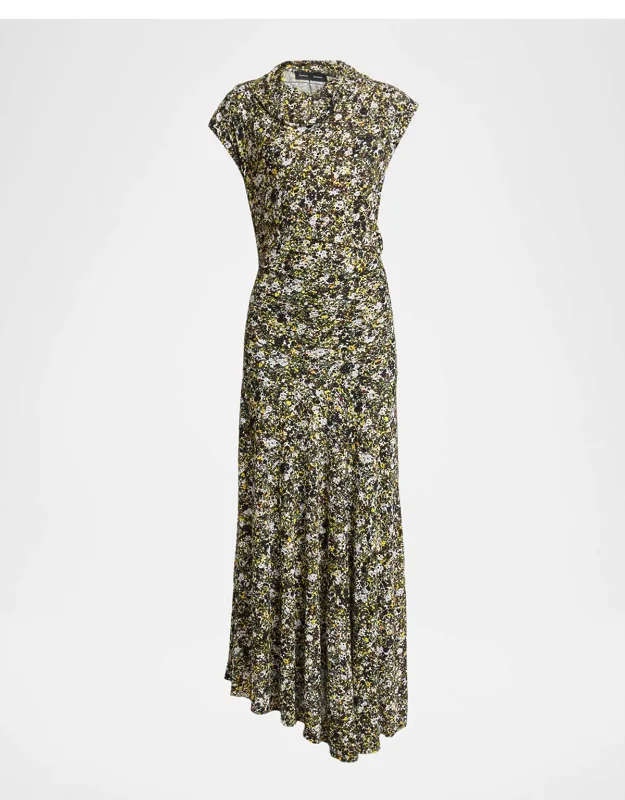 Printed Cowl-neck Dress