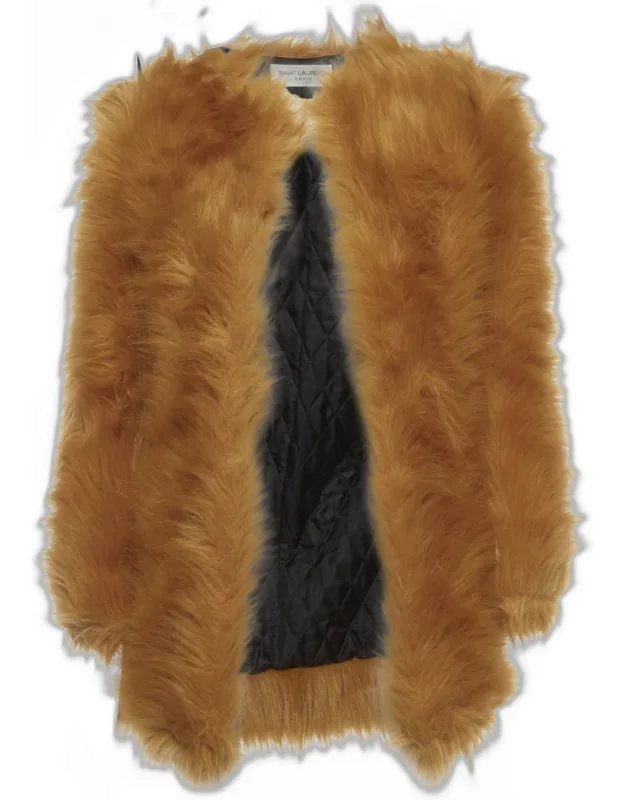 Faux Fur Open Front Coat