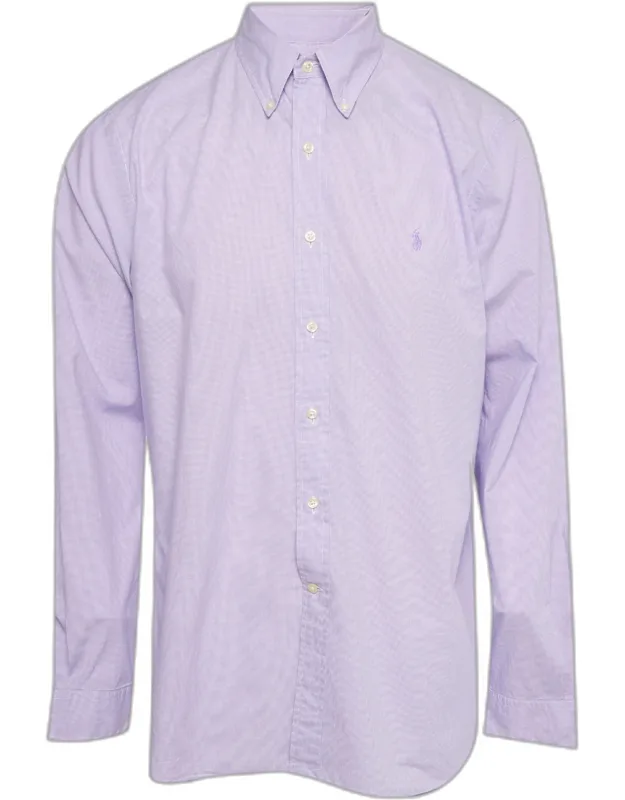 Purple Check Print Long Sleeve Shirt