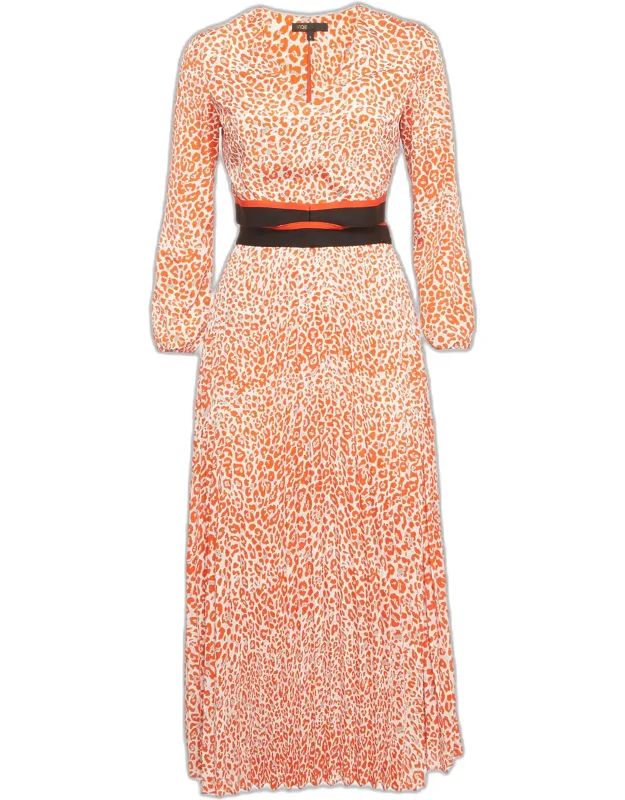 Printed Crepe Cut Out Detail Midi Dress
