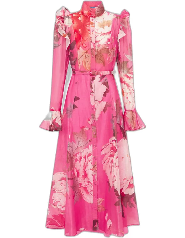 Floral-print Ruffle Midi Dress