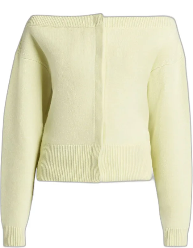 Cashmere Off-the-shoulder Cardigan