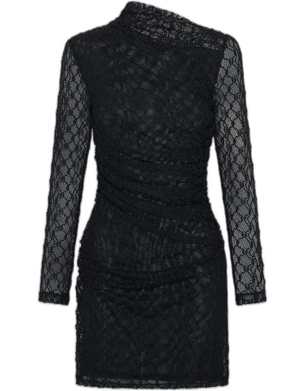 Ruched Lace Mini Dress