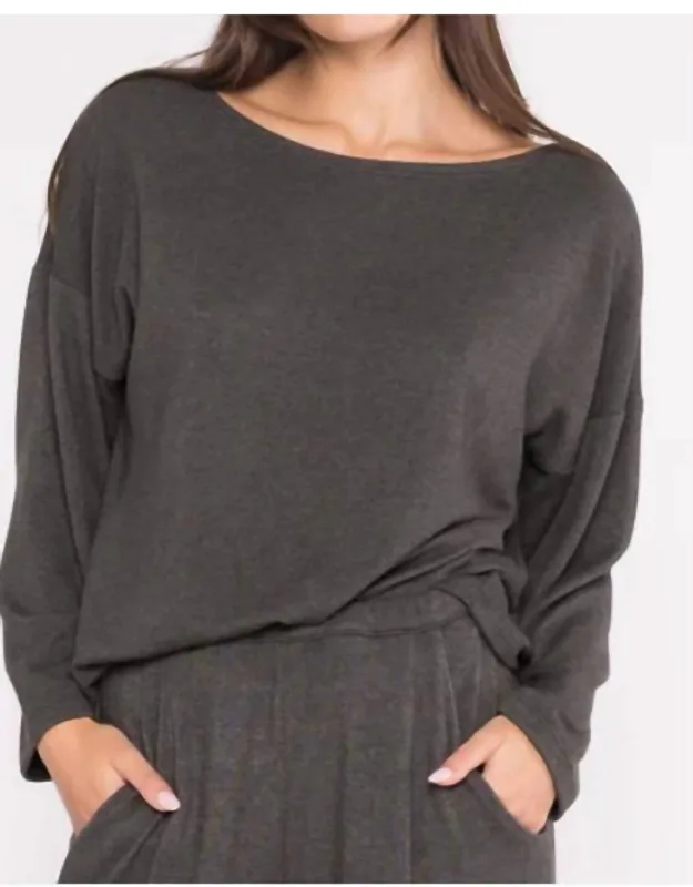 Sweater-knit Boat Neck Top