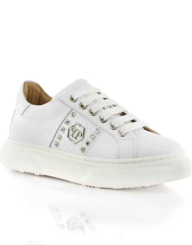 Plein Kids Lo-top Sneakers With Metal Detailing And Durable Outsole