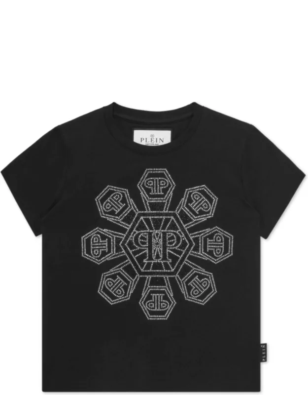 T-shirt With Round Neck And Strass Monogram