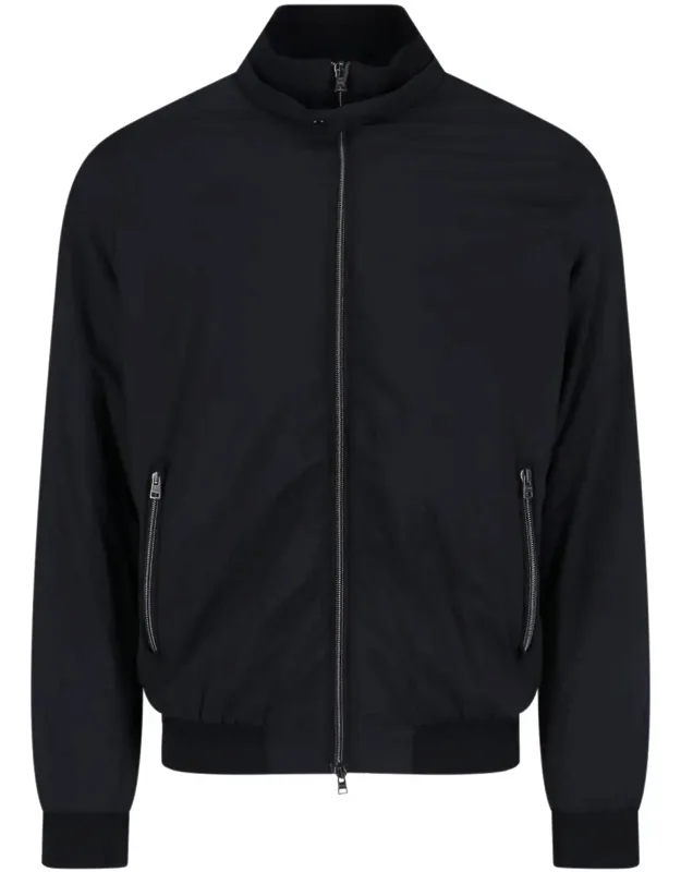 Sleek Minimalist Jacket With High Collar And Front Zip Closure