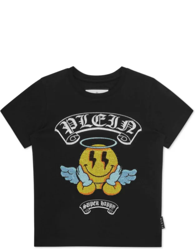 T-shirt With Round Neck And Smile Design
