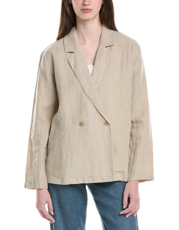 Notch Collar Linen Blazer