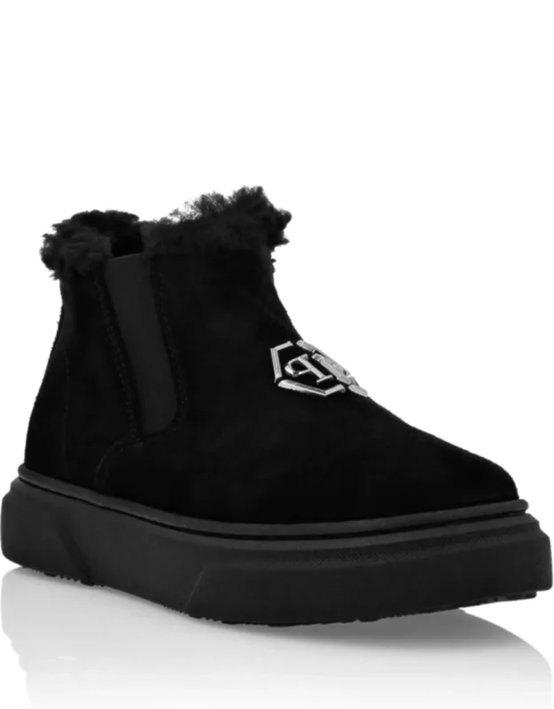 Eco Shearling Suede Ankle Boots