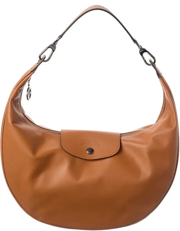 Longchamp Le Pliage Xtra Shoulder Bag In Anacardo Leather With Zippered Pocket