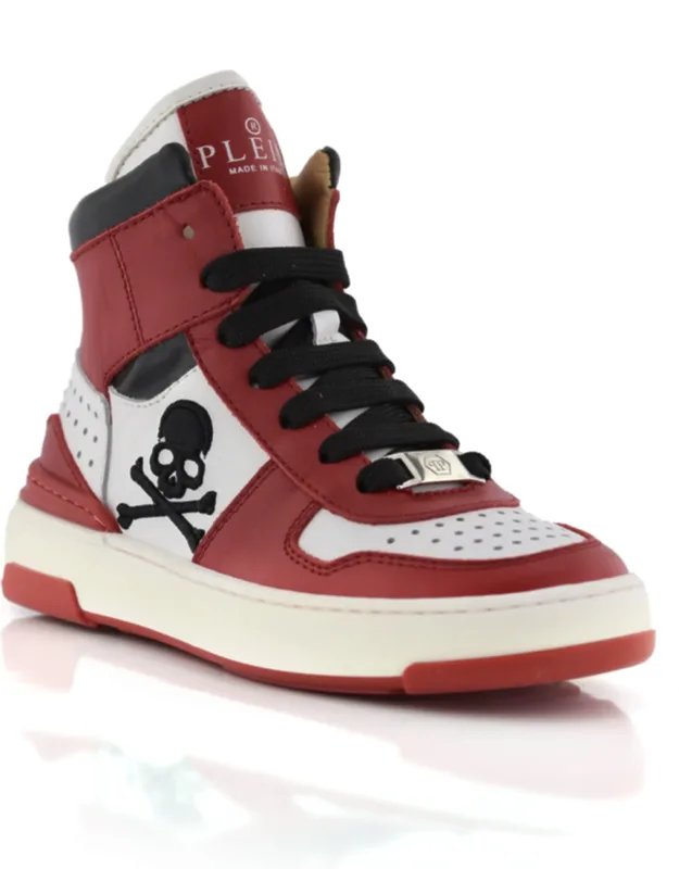 High Top Sneakers With Box Sole And Lace Embroidery