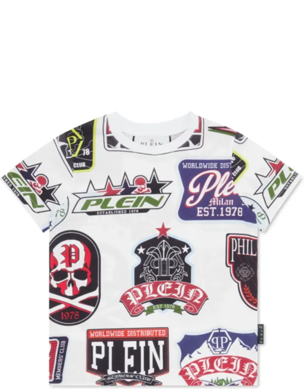 T-shirt With Round Neck And Patches