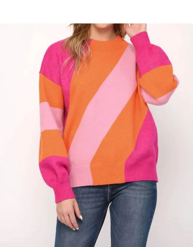 Sweet Stripes Colorblock Long Sleeve Sweater