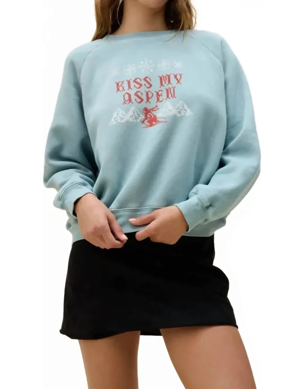 Kiss My Aspen Shrunken Raglan Sweatshirt