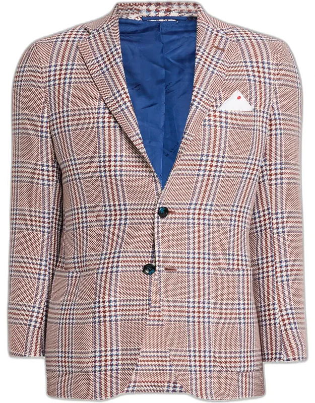 Cashmere And Linen Houndstooth Plaid Sport Coat