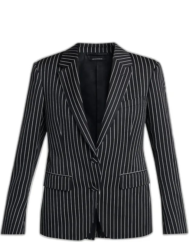 Pinstripe Wool Blazer