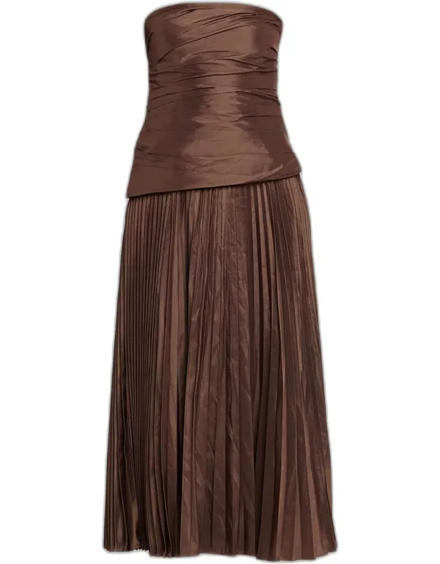 Arie Strapless Pleated Maxi Dress