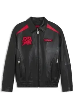 Leather Jacket With Bull Motifs
