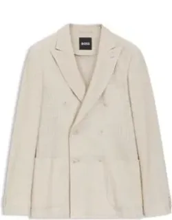 Slim-fit Blazer In Striped Linen And Cotton