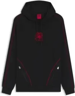 Stretch-cotton Hoodie With Bull Motif
