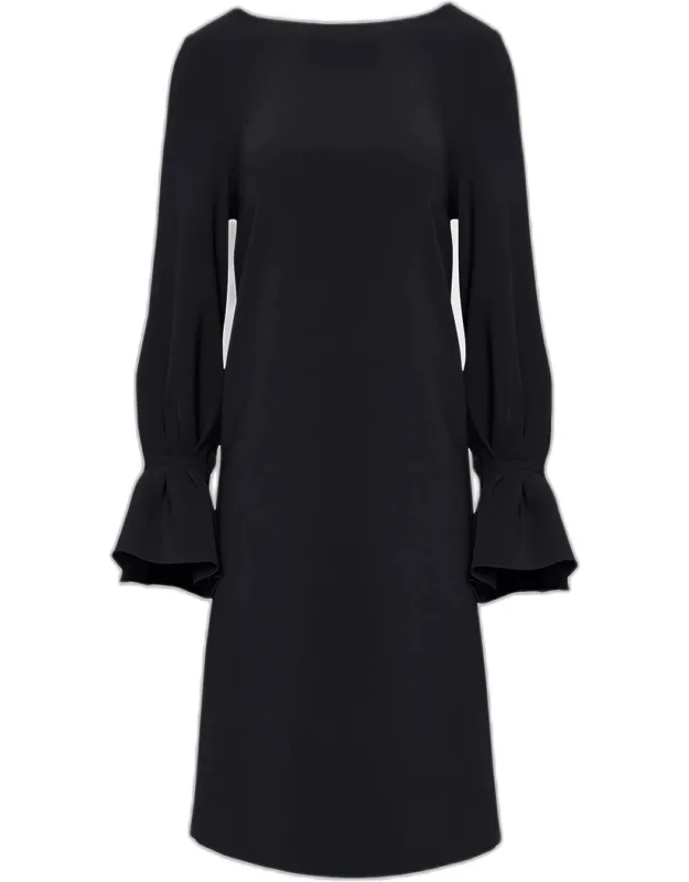 Ruffle-cuff Shift Dress